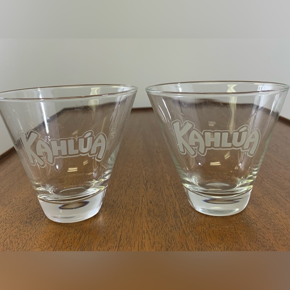 Vintage Kahlúa Logo RocksGlasses Set of 2 Coffee Liqueur Barware LowballTumblers